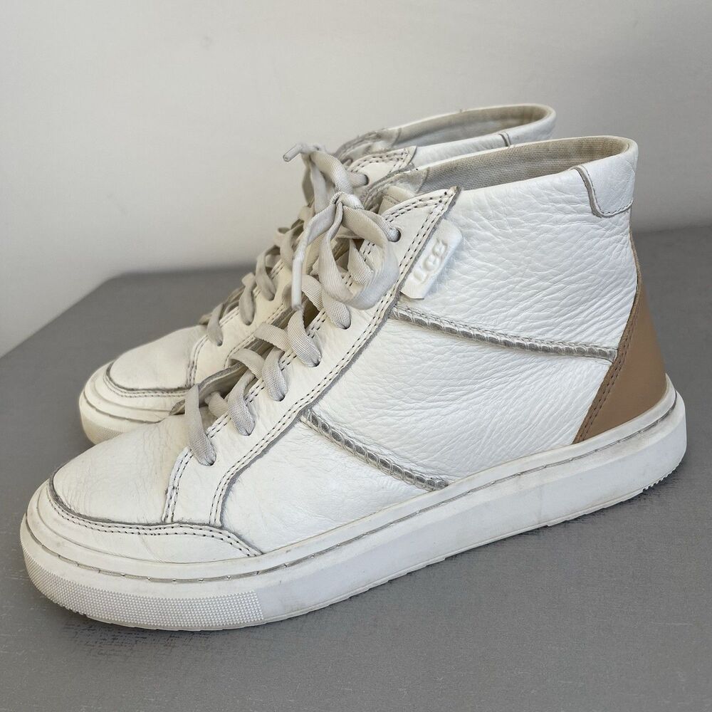 UGG 1131975 Alemeda Women's Chukka High‎ Top Leather Sneakers White US 7